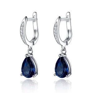 pendientes colgantes de circonia cúbica azul con forma de gota de agua para mujer, accesorios elegantes para fiesta de noche, joyería clásica 1