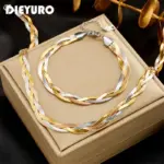 ollar de cadena de serpiente cruzada 3 en 1 para mujer y niña, pulseras de acero inoxidable 316L, conjunto de joyería impermeable a la moda, nuevo 1
