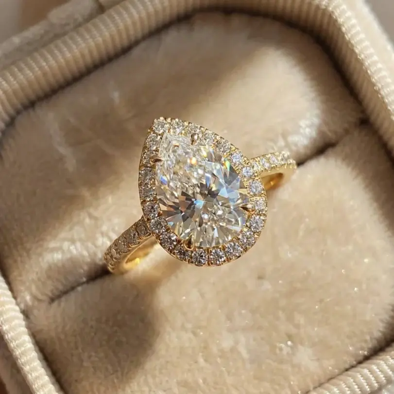 Anillo de circón con forma de pera brillante Simple de Plata de Ley 925 de 1CT para mujer, joyería fina de lujo de alta calidad para compromiso y boda 1