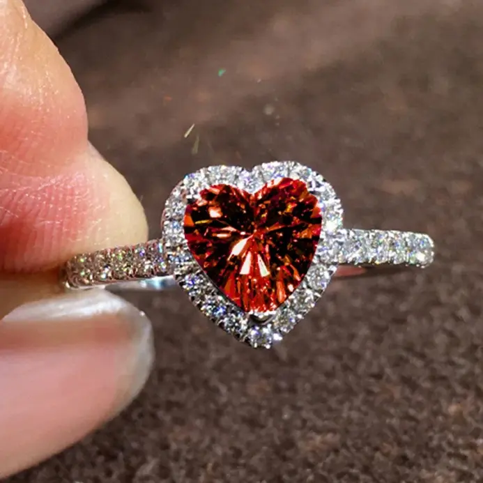 Huitan-anillos estéticos brillantes con diseño de corazón para mujer, accesorios para dedo de circonia cúbica brillante, joyería de compromiso exquisita 2