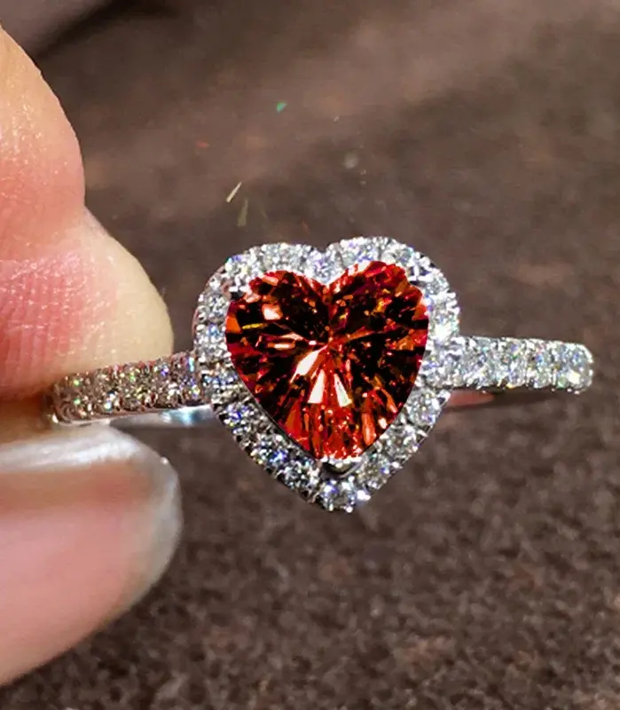 Huitan-anillos estéticos brillantes con diseño de corazón para mujer, accesorios para dedo de circonia cúbica brillante, joyería de compromiso exquisita 2