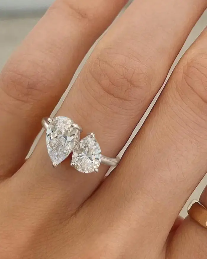 Anillo de gota de agua de circón clásico sencillo de Plata de Ley 925 para mujer, joyería fina de lujo de alta calidad para compromiso y boda 2