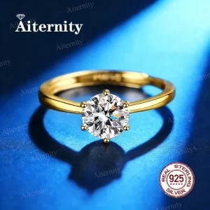 Anillo Clásico de Seis Garras de Plata 925 con Moissanita de 1.0 Quilates y Circonita, Joyería de Boda para Mujer, Anillo de Moda para Fiesta de Alta Calidad 1