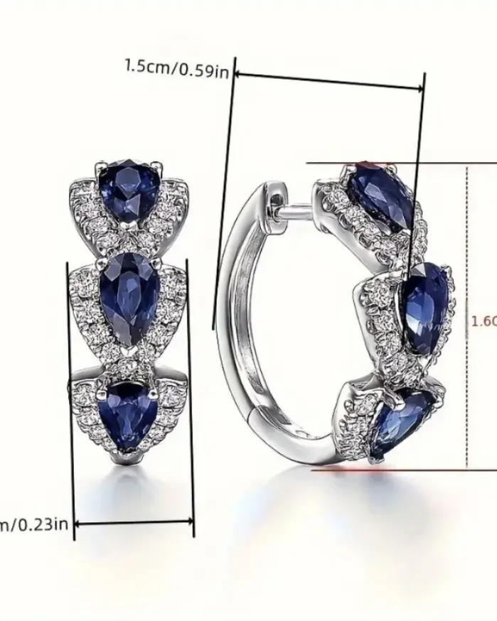 Pendientes de Aro con Decoración de Gemas Sintéticas Brillantes en Forma de Gota, Estilo Elegante y Simple, Adorno para las Orejas para Banquetes y Fiestas, Regalo para Mujer 2