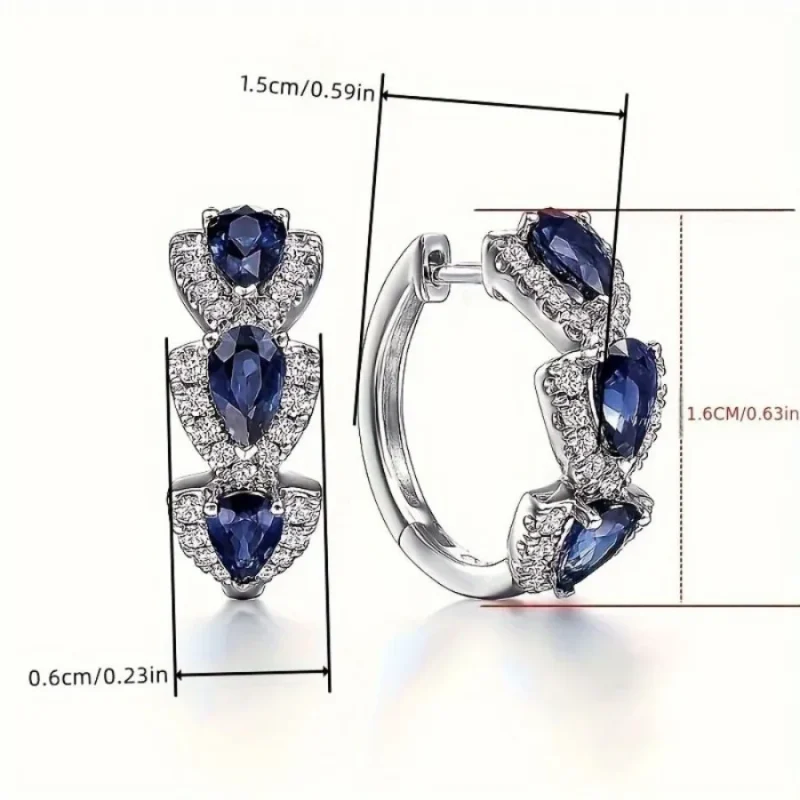 Pendientes de Aro con Decoración de Gemas Sintéticas Brillantes en Forma de Gota, Estilo Elegante y Simple, Adorno para las Orejas para Banquetes y Fiestas, Regalo para Mujer 2