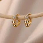 Exquisitos pendientes redondos cuadrados pequeños para mujer, tendencia 2023, pendientes de acero inoxidable de Color dorado, joyería de Navidad, aretes de regalo 2