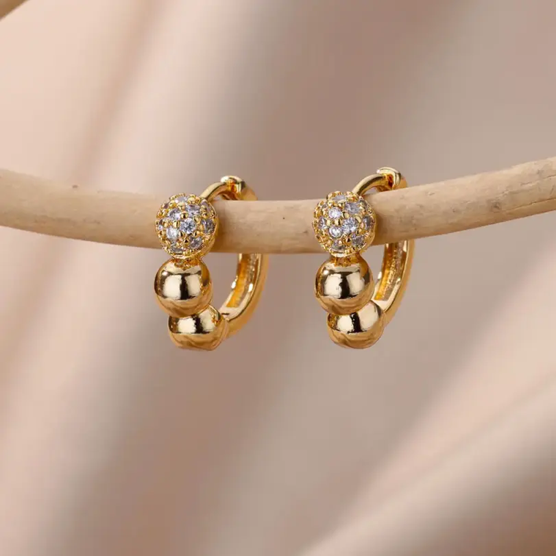 Exquisitos pendientes redondos cuadrados pequeños para mujer, tendencia 2023, pendientes de acero inoxidable de Color dorado, joyería de Navidad, aretes de regalo 2