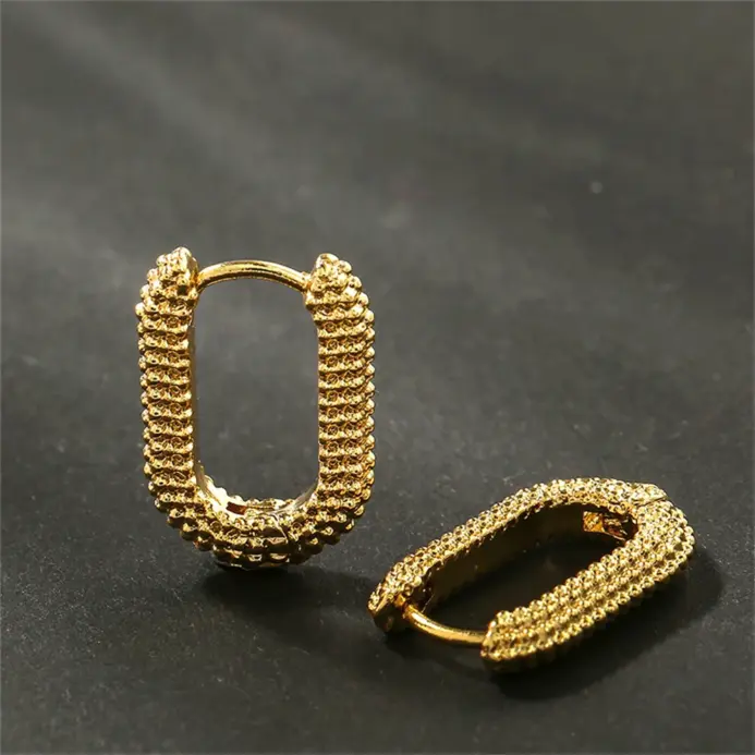 Pendientes simples de aleación cuadrados franceses, pendientes de gota con forma geométrica de Color dorado para mujer, regalo de joyas de fiesta a la moda 1