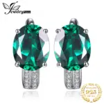 JewelryPalace, pendientes de aro con Clip de Plata de Ley 925 con Esmeralda creada en verde de 3,4 quilates para mujer, regalo de compromiso, joyería fina de moda 1