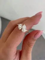 Anillos de dedo de Plata de Ley 925 con forma de gota de agua brillante, deslumbrantes anillos de dedo CZ de pera transparente para mujer, regalo de boda, joyería fina 3