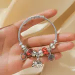 1 pulsera de aleación con colgante de árbol de la vida, elefante, corazón de melocotón, estilo familiar, para viajes al aire libre, banquete, fiesta, regalo de Festival 3