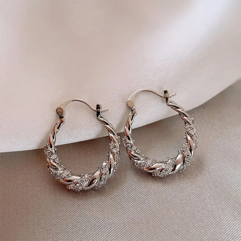 ZAKOL-pendientes de aro con circonita brillante para mujer, aretes únicos, estilo OL, Color dorado, accesorios para las orejas, joyería de fiesta 2