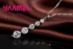 Conjunto de collares y pendientes largos para mujer, joyería de boda, conjuntos de joyería de boda de cristal de Color Plata de Ley 925 2