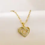 Collar con colgante de cristal con forma de corazón para mujer, cadena de clavícula de acero inoxidable a la moda coreana, joyería de boda Sexy para mujer 4