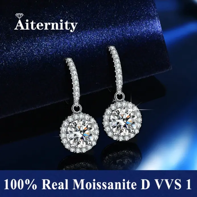 Nuevo 100% D VVS1 Pass Diamond Tester Pen Moissanite Stud 925 pendientes de plata esterlina para mujeres 2 certificados GRA Moissanite 1