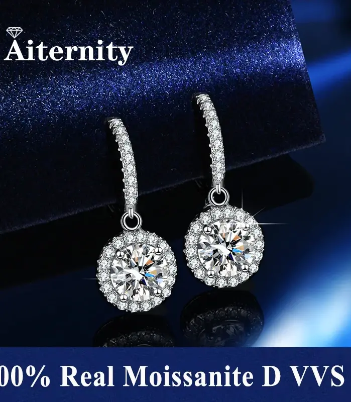 Nuevo 100% D VVS1 Pass Diamond Tester Pen Moissanite Stud 925 pendientes de plata esterlina para mujeres 2 certificados GRA Moissanite 1