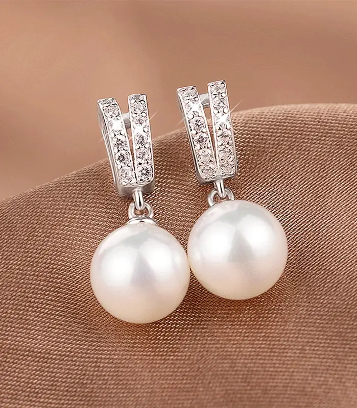 nueva moda, pendientes colgantes de perlas de imitación para mujer, accesorios de compromiso de boda a la moda, pendientes simples y elegantes para niñas 1