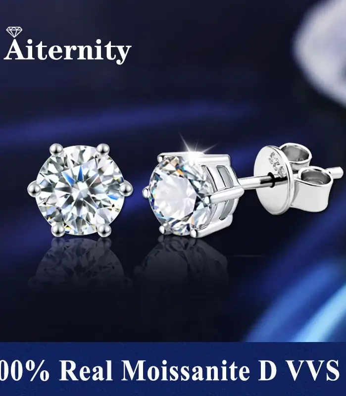 Promoción 100% Plata de Ley D VVS1 Pass Diamond Tester Pen Moissanite Stud pendientes para mujeres 2 certificados GRA Moissanite 1