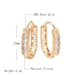 Kinel nueva moda pendientes de aro de circón Natural para mujer 585 Color oro rosa flor hueca joyería fina para fiesta y boda 2