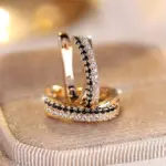 Pendientes de cristal a la moda para mujer, aretes de circonita blanca y negra, Color dorado champán, regalos de joyería para boda, superventas 5 Pendientes de cristal a la moda para mujer, aretes de circonita blanca y negra, Color dorado champán, regalos de joyería para boda, superventas 5