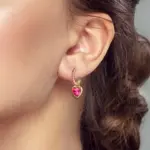 Pendientes de Plata de Ley 925, Pendientes Brillantes en Forma de Corazón, Pendientes de Aro Colgantes para Mujer, Joyería Fina, Regalos para Bodas y Fiestas 6