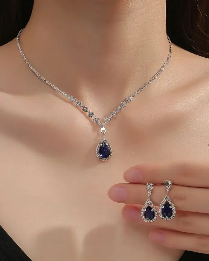 Conjunto de collar y pendientes de gota a la moda para mujer, temporada de boda, accesorios para fiesta y banquete, 4055 2