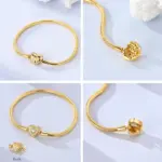 Pulsera Original de Plata de Ley 925, pulsera con dijes de 17-20CM, corazón dorado, llave de amor, pulsera de copo de nieve, brazalete, regalo de joyería para mujer 3 Pulsera Original de Plata de Ley 925, pulsera con dijes de 17-20CM, corazón dorado, llave de amor, pulsera de copo de nieve, brazalete, regalo de joyería para mujer 3