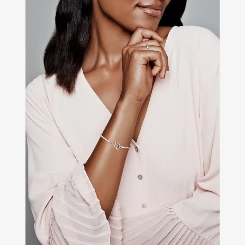 Plata de Ley 925 Original para mujer, pulsera con cuentas, estampado de garra de mariposa, cadena rosa, regalo de joyería de lujo 5