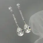 pendientes colgantes largos de lujo para mujer, con circonita cúbica de pera AAA, pendientes de boda simples y elegantes para novia, joyería de calidad alta 2