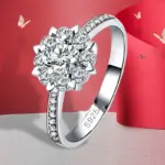Anillo clásico de Plata de Ley 925 de lujo para mujer, joyería de copo de nieve, anillo de diamante simple de 30 quilates, anillo de mujer de diamante de imitación 2