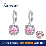 Pendiente cuadrado de circón Color D VVS1 para mujer, pendientes chapados en plata de ley S925 de 18K como brillante como joyería de diamantes 2