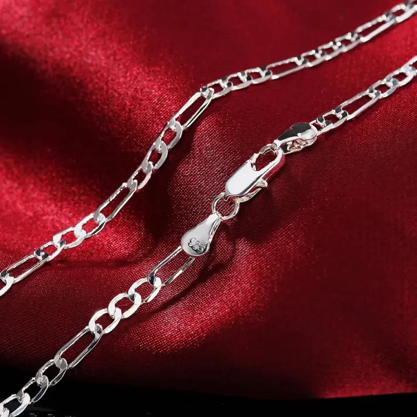 40-75cm Plata de Ley 925 16-30 pulgadas fina 4MM collares de cadena para mujer moda fiesta boda joyería regalos de navidad 5