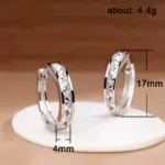 pendientes de aro de diseño clásico para mujer, aretes llenos con princesa cuadrada CZ, accesorios femeninos simples y elegantes, joyería versátil 6