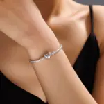 Pulsera de plata de ley 925, pulsera de amor, abalorio Original con cuentas, joyería DIY para amantes, regalos navideños para amantes de las mujeres 4