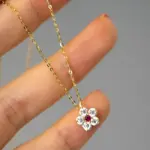 collar romántico de flores para mujer, con circonita cúbica roja, regalo elegante para niñas, collar de Color dorado de lujo, joyería de boda 4
