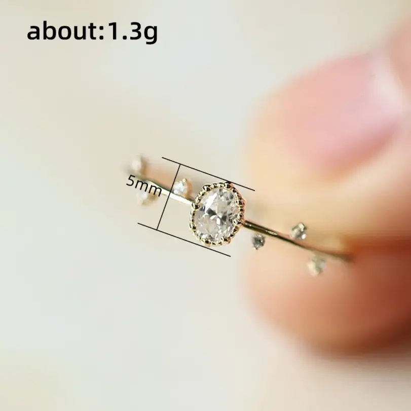 anillos finos delicados para mujer, anillos de boda de circonia cúbica de cristal con incrustaciones de Color dorado, joyería exquisita para mujer, venta al por mayor 6