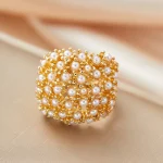 Anillos de perlas con incrustaciones de Color dorado hueco para mujer, accesorios de regalo de cumpleaños, joyería personalizada de moda 2