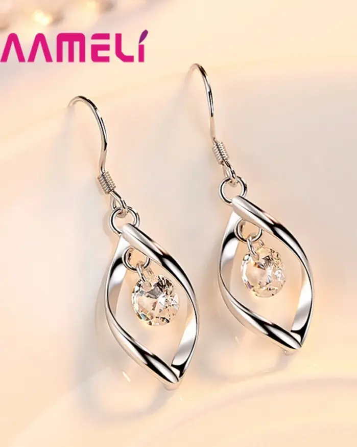 CZ collar pendiente conjuntos de joyería nupcial al por mayor 925 Color plata esterlina Zirconia cúbica gota de agua compromiso de boda 2