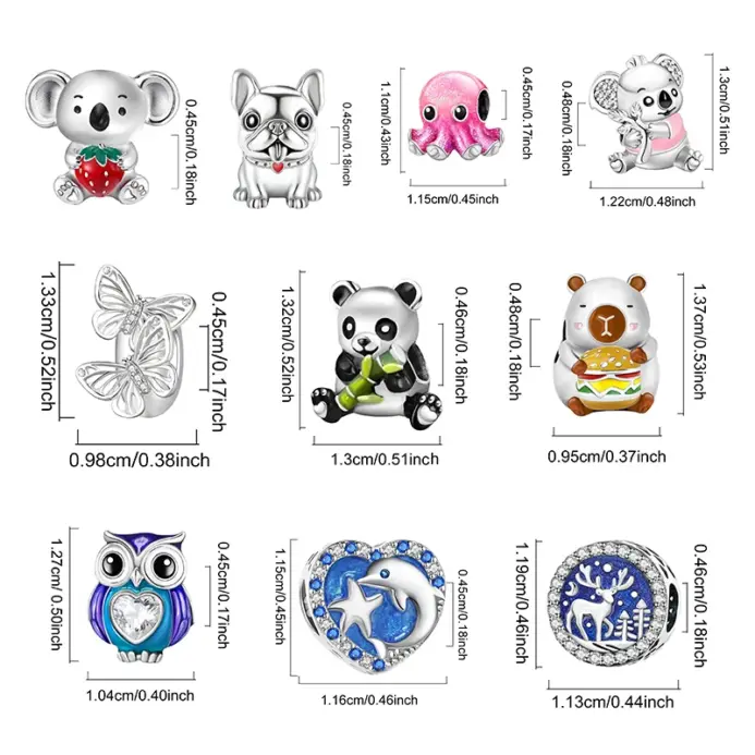 Abalorios de pulpo Kapibala y mariposa de perro bonito de Plata de Ley 925, aptos para pulsera Original Pan, brazalete, joyería DIY de alta calidad 2
