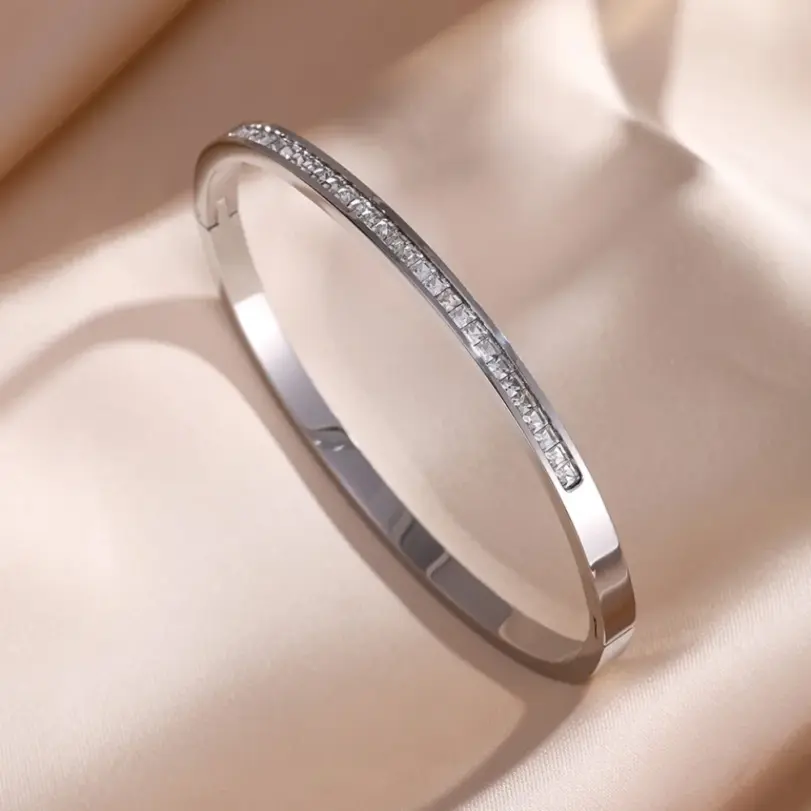 1 Uds. Pulsera apilada con números romanos con incrustaciones de circón brillante para mujer, accesorios de joyería exquisitos de moda para uso diario 4