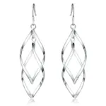 Pendientes finos de Color plateado de alta calidad, joyería de moda, mujer elegante, gota colgante, regalos largos de boda y Navidad 7