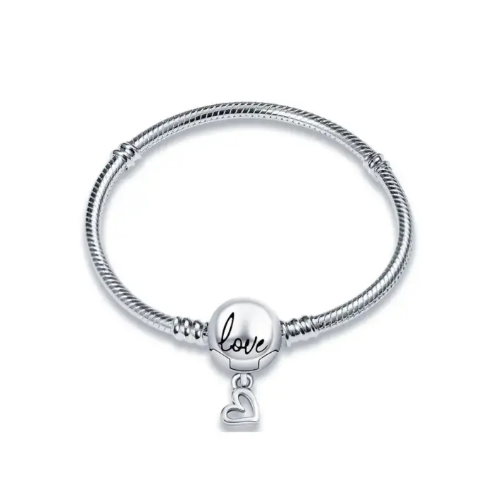 2026 gran oferta moda 17 ~ 20CM plata 925 cadena de serpiente pulseras de corazón de amor se ajustan cuentas originales colgantes dijes DIY joyería regalo 2