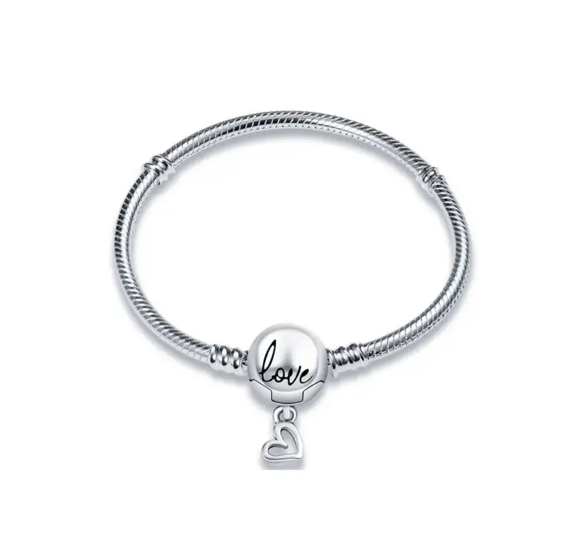 2026 gran oferta moda 17 ~ 20CM plata 925 cadena de serpiente pulseras de corazón de amor se ajustan cuentas originales colgantes dijes DIY joyería regalo 2