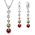 Conjuntos de joyería nupcial de Color plata esterlina 925, cuentas de joyería de moda, circonita cúbica CZ, aniversario de compromiso para mujeres y niñas 1