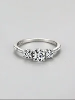 Anillo redondo de circón de 0,5 CT para mujer, de Plata de Ley 925, clásico, a la moda, para aniversario, compromiso, boda, joyería de lujo de alta calidad 2