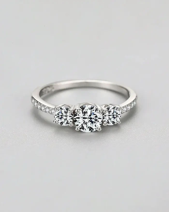 Anillo redondo de circón de 0,5 CT para mujer, de Plata de Ley 925, clásico, a la moda, para aniversario, compromiso, boda, joyería de lujo de alta calidad 2