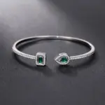 Huitan-pulsera de circonia cúbica para mujer, brazalete de lujo verde/blanco/azul, joyería de mano femenina de buena calidad, envío directo 2022 5