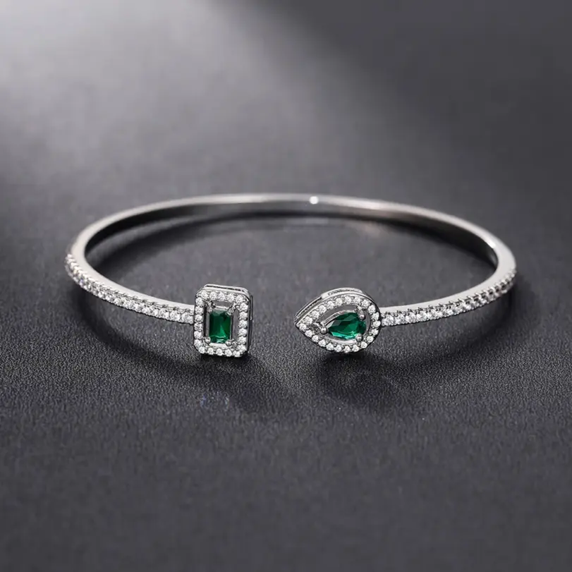 Huitan-pulsera de circonia cúbica para mujer, brazalete de lujo verde/blanco/azul, joyería de mano femenina de buena calidad, envío directo 2022 5
