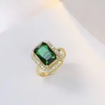 Conjuntos de 4 Uds. De collar con diamantes de imitación cuadrados exquisitos, pendientes, anillo, conjunto de joyería, joyería para mujer, regalos nupciales de moda 4