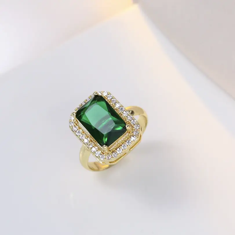Conjuntos de 4 Uds. De collar con diamantes de imitación cuadrados exquisitos, pendientes, anillo, conjunto de joyería, joyería para mujer, regalos nupciales de moda 4